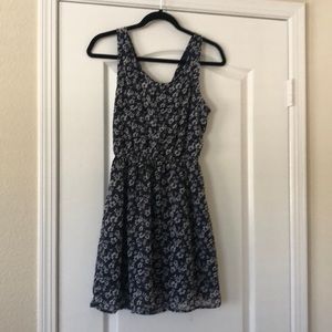 H&M divided blue floral cut out dress